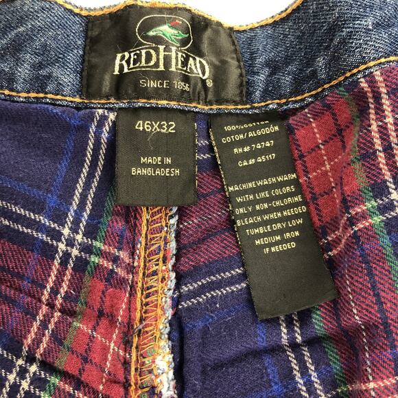 Redhead Men's Flannel Lined Utility Jeans 46x32 Insulated Blue Denim 7 Pockets - Picture 6 of 11